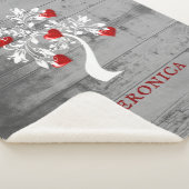 Red Tree of Hearts Personalized Sherpa Blanket Deken (3/4)