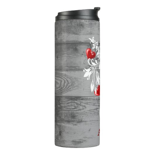 Red Tree of Hearts Personalized Thermal Tumbler Thermosbeker (Gedraaid links)