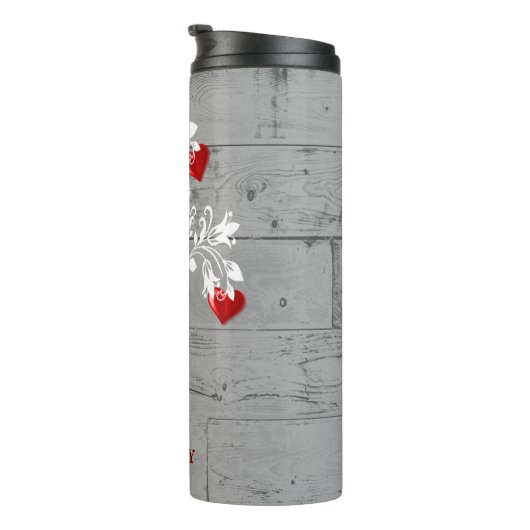 Red Tree of Hearts Personalized Thermal Tumbler Thermosbeker (Geroteerd rechts)