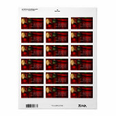 Red Tree Ornamenten Kerst Adresetiketten Etiket (Full Sheet)