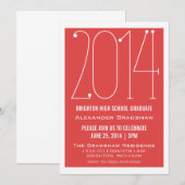 Red Trendy 2014 Graduation Invitation (Devant / Derrière)