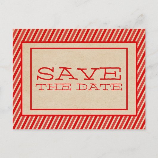 Red Trendy Stripes Save the Date Briefkaart (Voorkant)