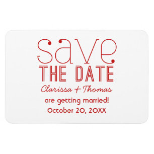 Red Trendy Typography Save the Date Magnet Magneet
