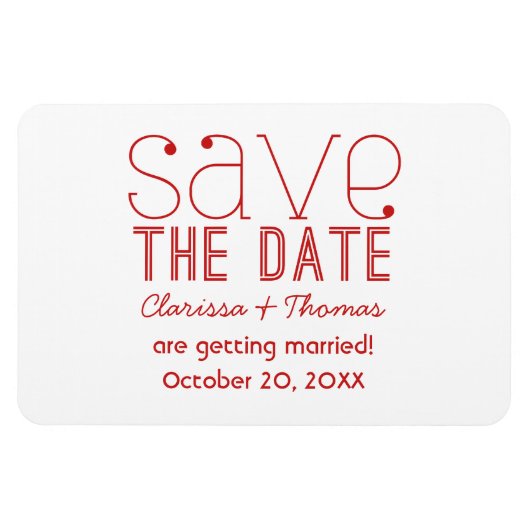 Red Trendy Typography Save the Date Magnet Magneet (Horizontaal)