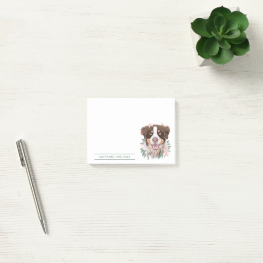  Red Tri Aussie met bloemen | Gepersonaliseerd Post-it® Notes (Kantoor)