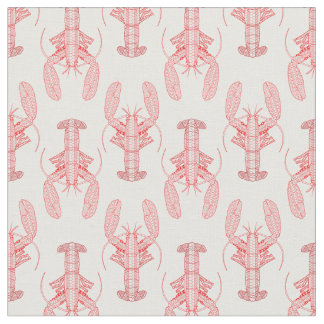 Red Tribal Lobster Nautical Stof