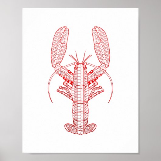 Red Tribal Lobster Poster (Voorkant)