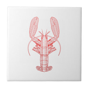 Red Tribal Lobster Tegeltje