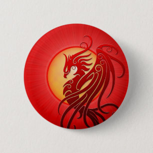 Red Tribal Phoenix Ronde Button 5,7 Cm
