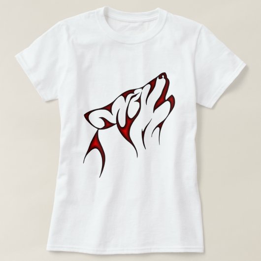 Red Tribal Wolf Head T-shirt (Design voorkant)
