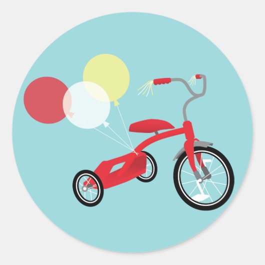 Red Tricycle Graphic Ronde Sticker (Voorkant)