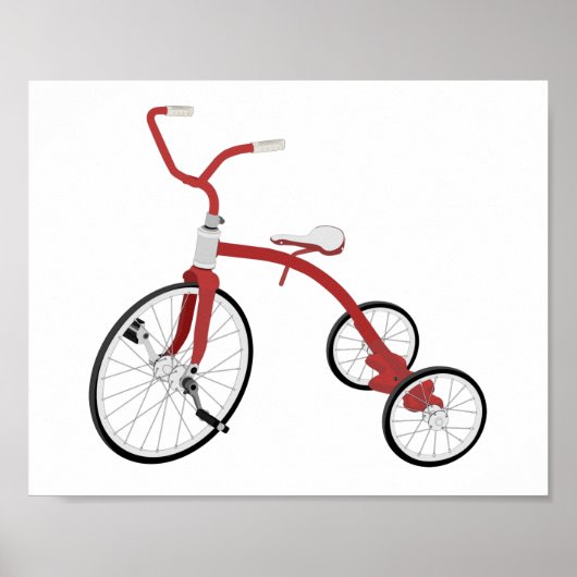 Red  Tricycle Kinder Décor Print Poster (Voorkant)
