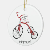 Red Tricycle Toddler Kinder kerstversiering Keramisch Ornament (Links)