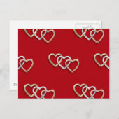 Red Triple Interlocking Gold Hearts Briefkaart! Briefkaart (Voorkant / Achterkant)