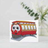 Red Trolley Cartoon Briefkaart (Staand voorkant)