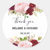 Red Tropical en Romantisch Dank u Favor Ronde Sticker (Voorkant)