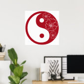 Red Tropical Flower Yin Yang Symbol Poster (Thuiskantoor)