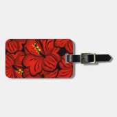 Red Tropical Hawaiian Hibiscus Flower design Bagagelabel (Voorkant horizontaal)