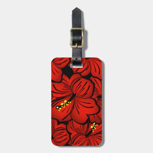 Red Tropical Hawaiian Hibiscus Flower design Bagagelabel (Voorkant verticaal)