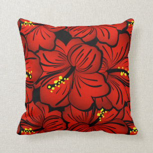 Red Tropical Hawaiian Hibiscus Flower design Kussen