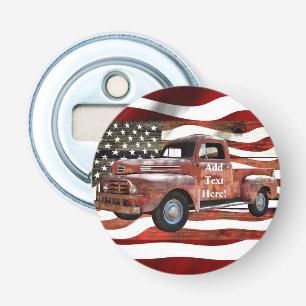  Red Truck Amerikaanse vlag Button Flesopener