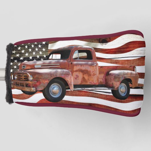 Red Truck Amerikaanse vlag Golfheadcover (Voorkant)
