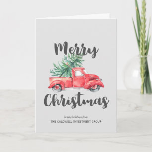 Red Truck and Tree Corporate Holiday Feestdagen Kaart
