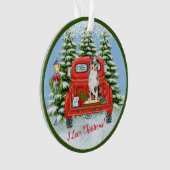 Red Truck Australian Shepherd Dog Ornament (voorkant)