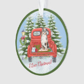 Red Truck Australian Shepherd Dog Ornament (voorkant)