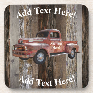 Red Truck Barn Board  Wood Rustisch Hout Bier Onderzetter
