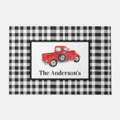 Red Truck Black en White Buffalo Check Deurmat (Voorkant)