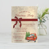 Red Truck Bow, Corporate Kerstparty Kaart (Staand voorkant)
