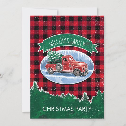  Red Truck Buffalo Pset-kerstfeest Kaart (Voorkant)