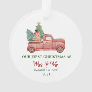 Red Truck Cadeaus onze eerste kerstfeestdag Ornament