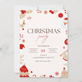 Red Truck  Christmas Holiday Party Invitation Kaart