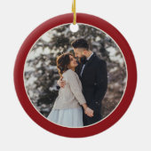  Red Truck eerste kersthuwelijk Keramisch Ornament (Achterkant)