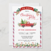 Red  Truck en Greenery Kerstparty Kaart (Voorkant)