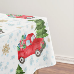  Red Truck en kerstboom Tafelkleed