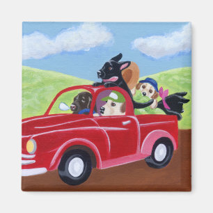 Red Truck en Labradors Magneet