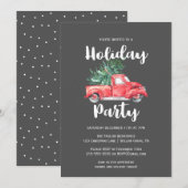 Red Truck en Tree | Grijze feestdag Kaart (Voorkant / Achterkant)