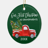 Red Truck First Kerstmis als grootouders Green Keramisch Ornament (Links)