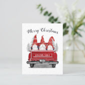  Red Truck Gnome-kerstkaart (Staand voorkant)