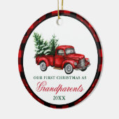  Red Truck Grandouders Kerstmis Pset Keramisch Ornament (Links)