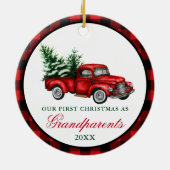  Red Truck Grandouders Kerstmis Pset Keramisch Ornament (Achterkant)