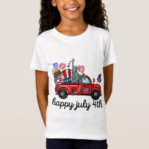  Red Truck Happy 4 juli Independence T-shirt