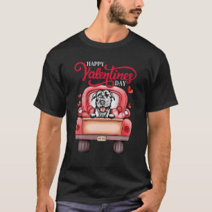 Red Truck Happy Valentines Day Irish Wolfhound Dog T-shirt