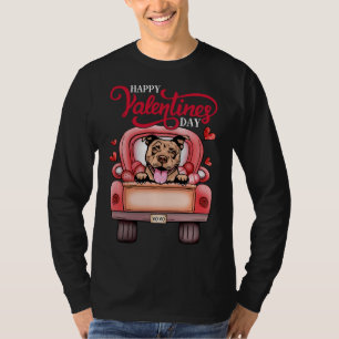Red Truck Happy Valentines Day Pit Bull Dog Hearts T-shirt