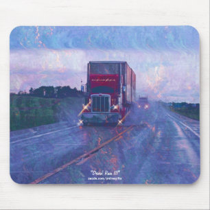 Red Truck Highway Rijden in de Rain Art Mousepad Muismat