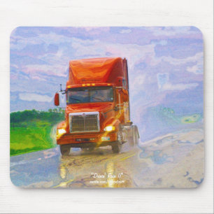 Red Truck Highway Rijden in de Rain Art Mousepad Muismat