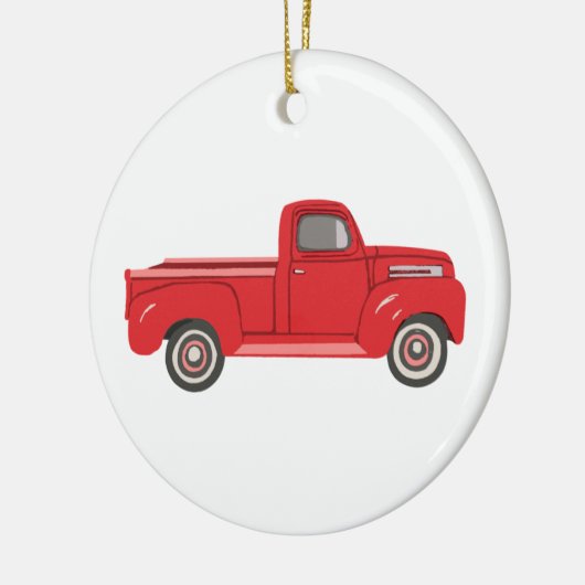 Red Truck Illustration Art Ceramic Ornament (Links)